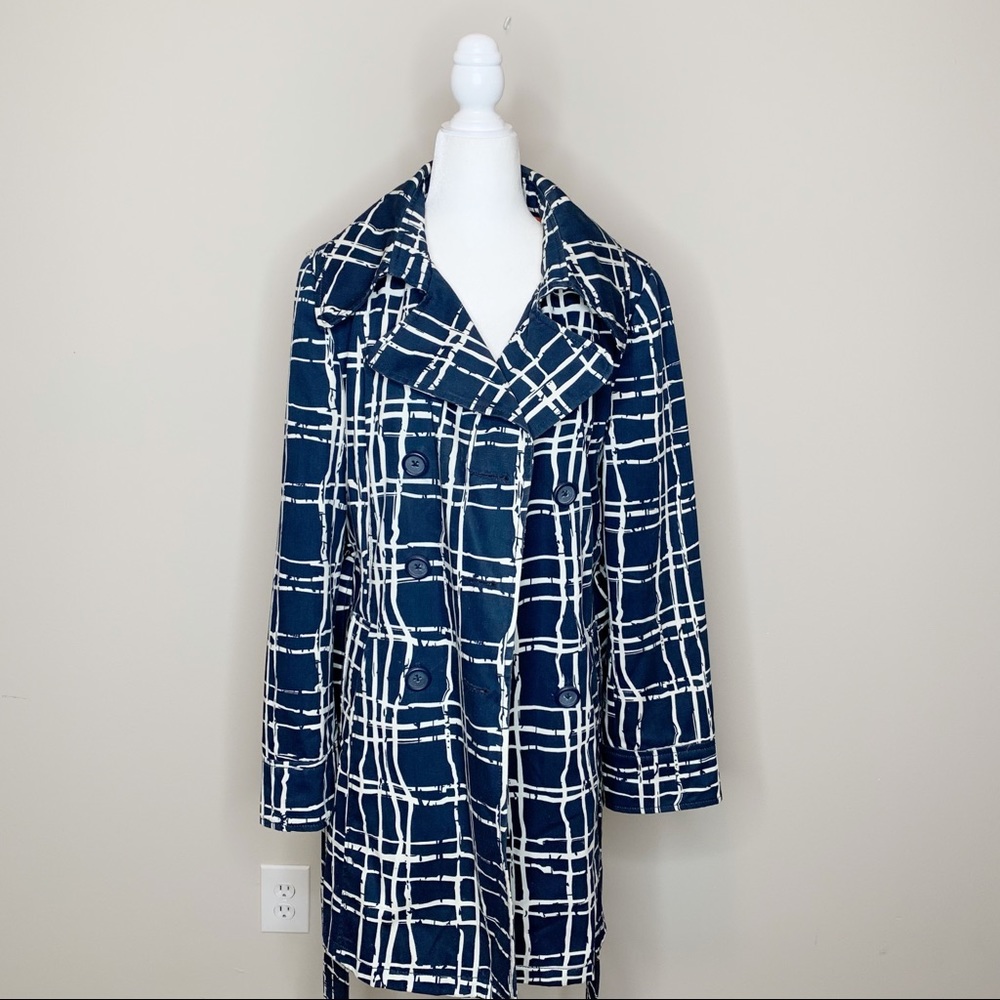 Merona Navy & White Trench Coat